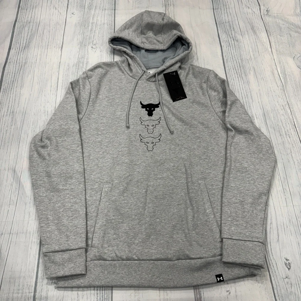 NWT Under Armour Project‎ Rock Rival Hoodie M Sweatshirt Gray Men Gym Workout